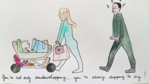 lea_illustration_weihnachtskarte_schwester_you're_not_only_window_shopping_you're_always_stopping_to_buy_aquarell